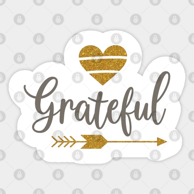 Grateful – Golden Heart and Arrow Sticker by Rox